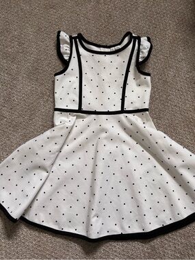 Girls' Black & White Polka Dot Swing Dress